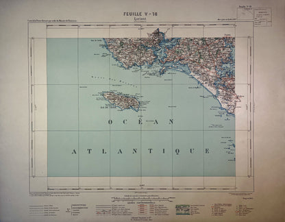 Achat carte ancienne de Lorient avec l'Île de Groix