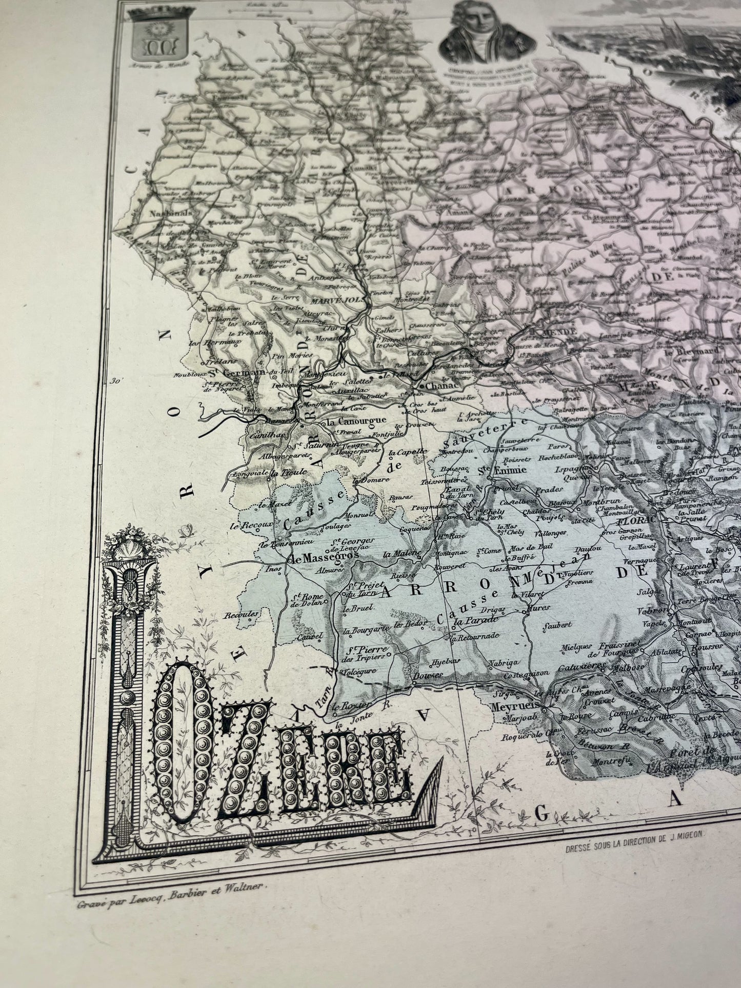 Achat carte du département de la Lozère