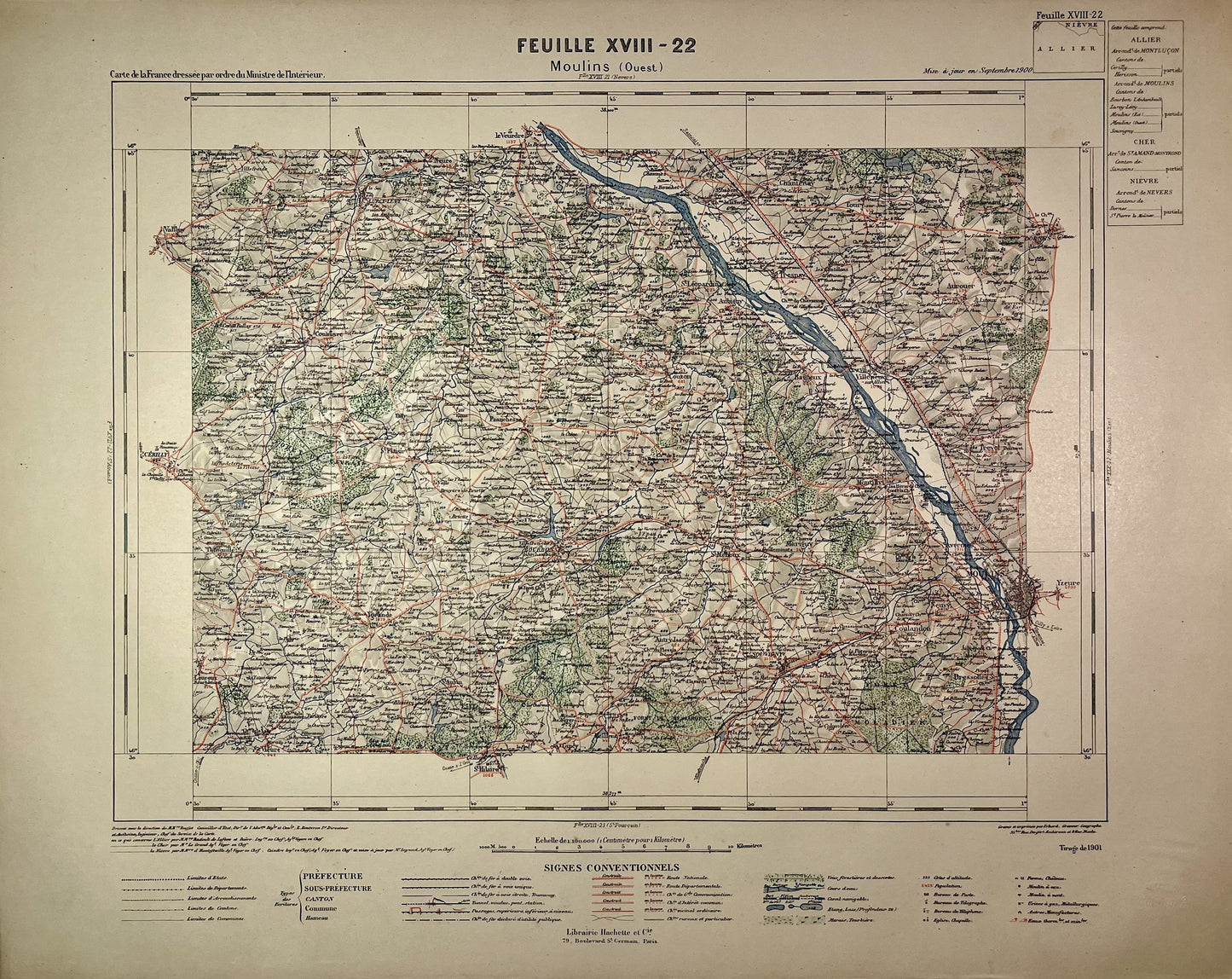 Achat carte ancienne de Moulins (Ouest)