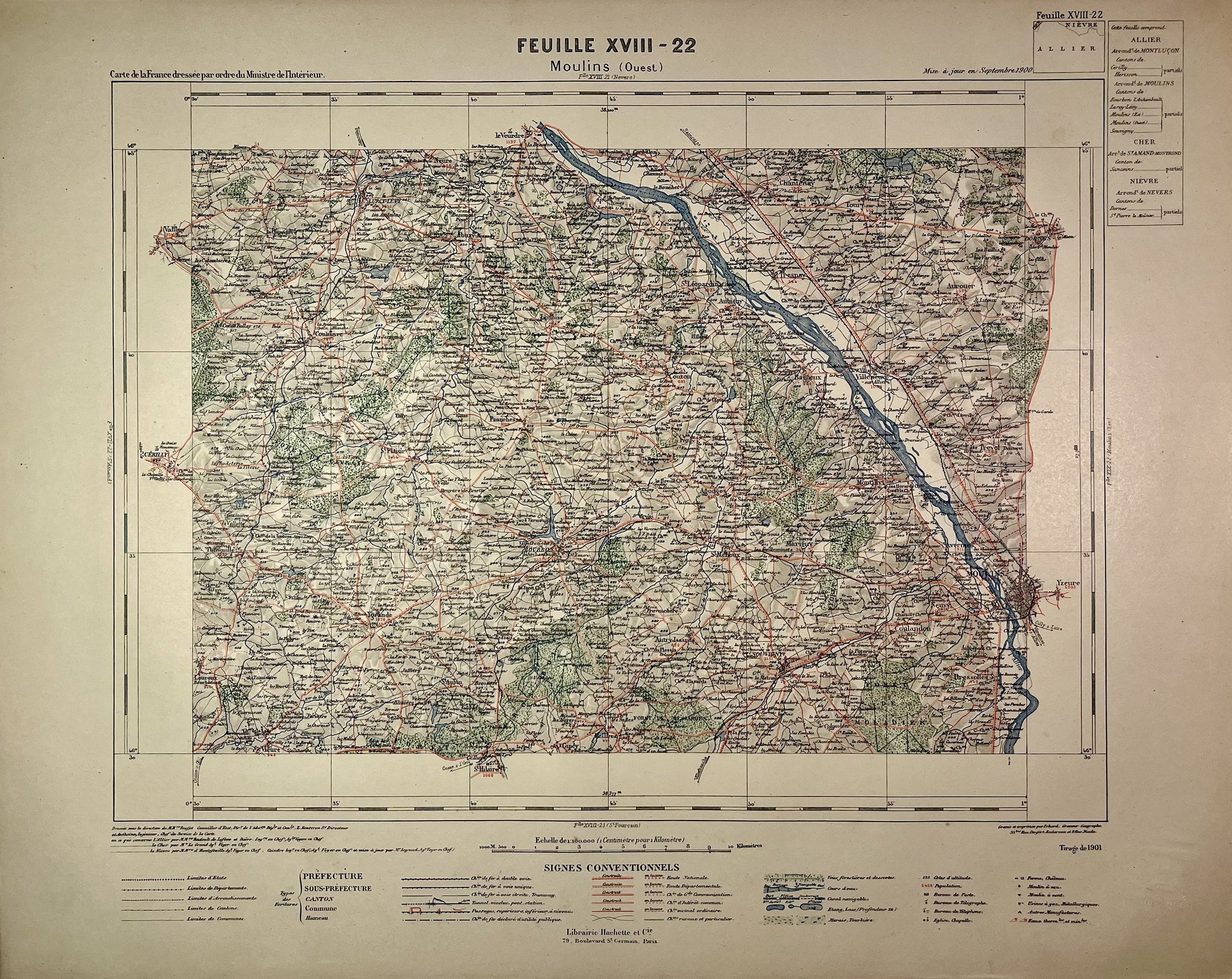 Achat carte ancienne de Moulins (Ouest)