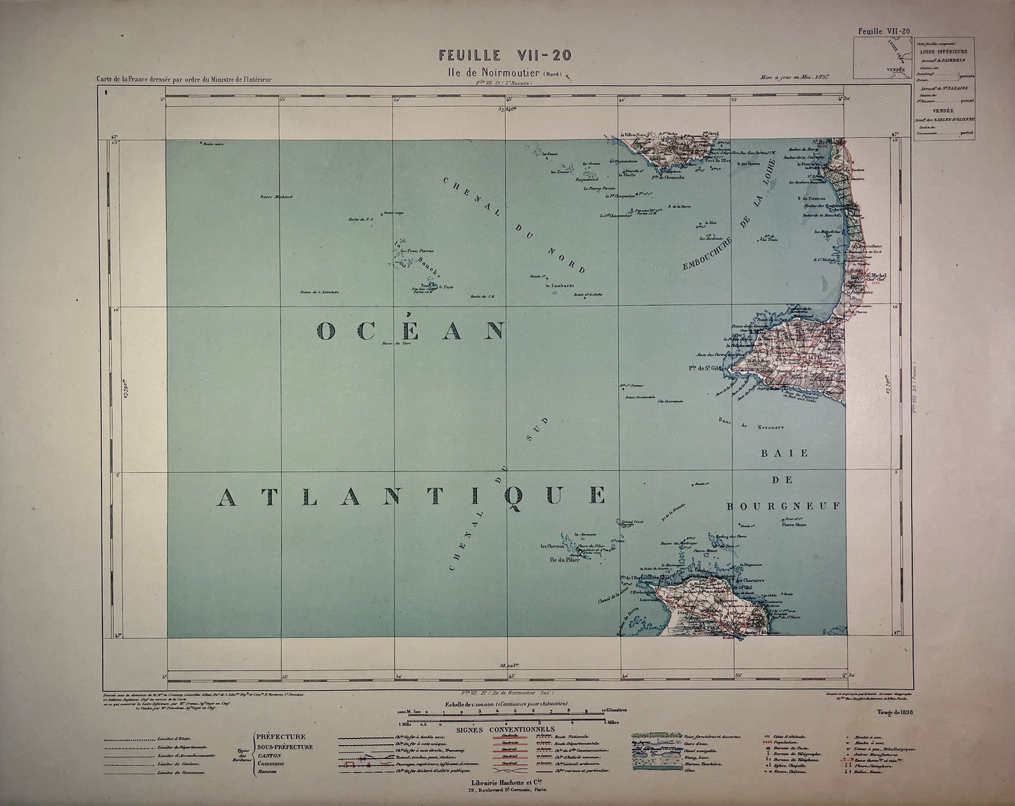 Achat carte ancienne de l'Île de Noirmoutier (Nord)