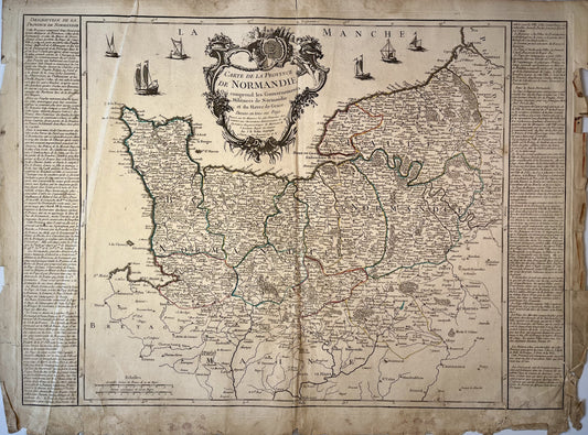 Achat carte ancienne de la Normandie