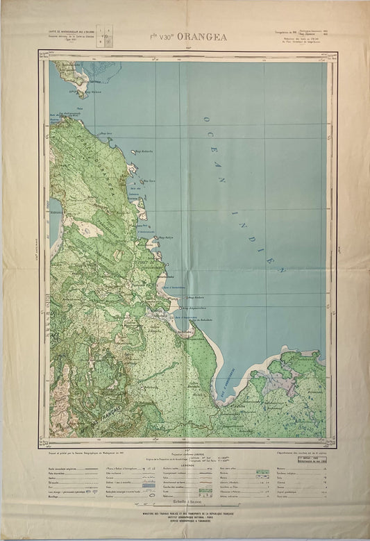 Achat carte ancienne de Madagascar, région d'Orangea