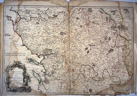 Antique map of Poitou by Longchamps - 1767