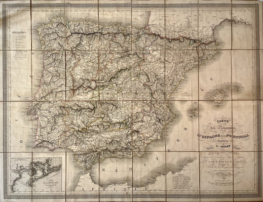 Achat carte ancienne de l'Espagne et du Portugal