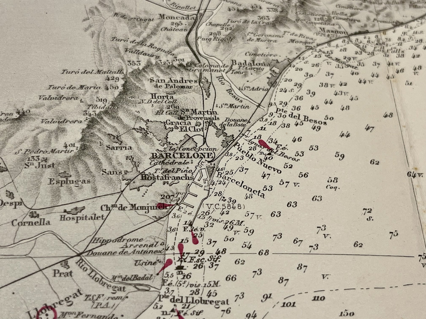 Achat carte ancienne Barcelone