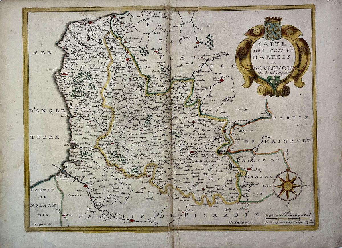 Carte Ancienne Gravée De L'Artois (Arras, Lens...) Par Sanson, 1656 - Pièce Unique