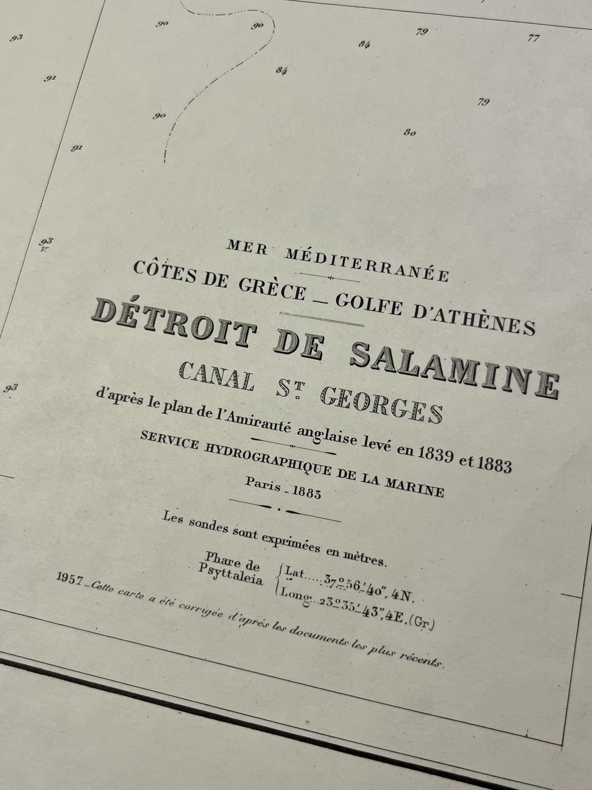 Achat carte ancienne Detroit de Salamine Grece