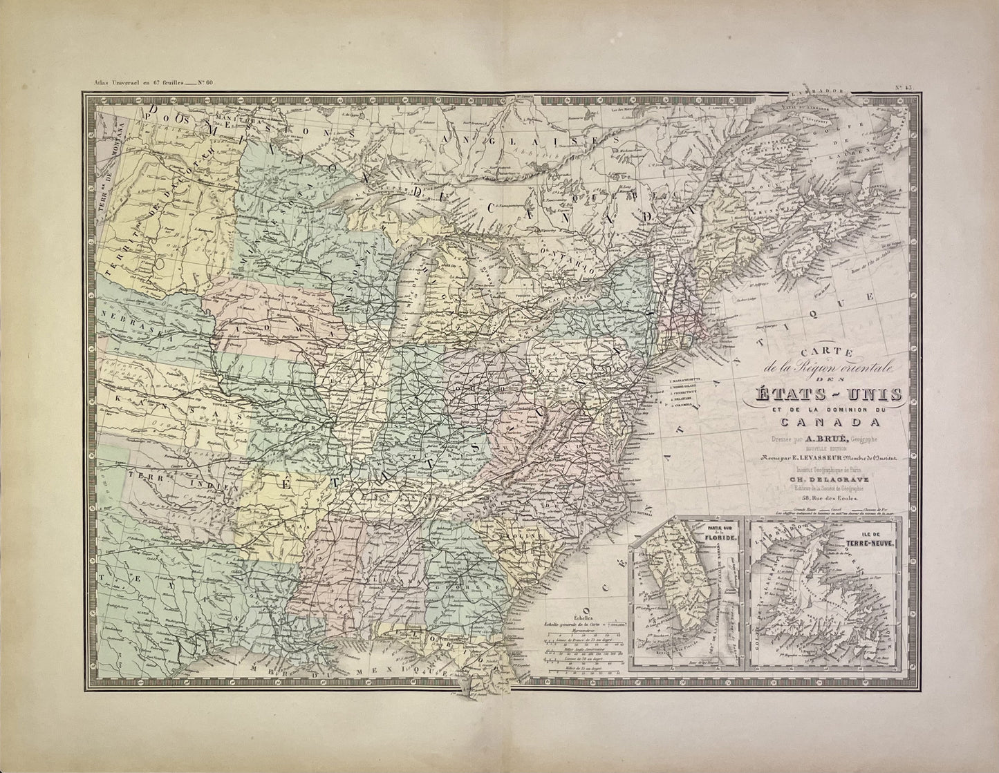 Achat carte ancienne Etats-Unis Cote Est