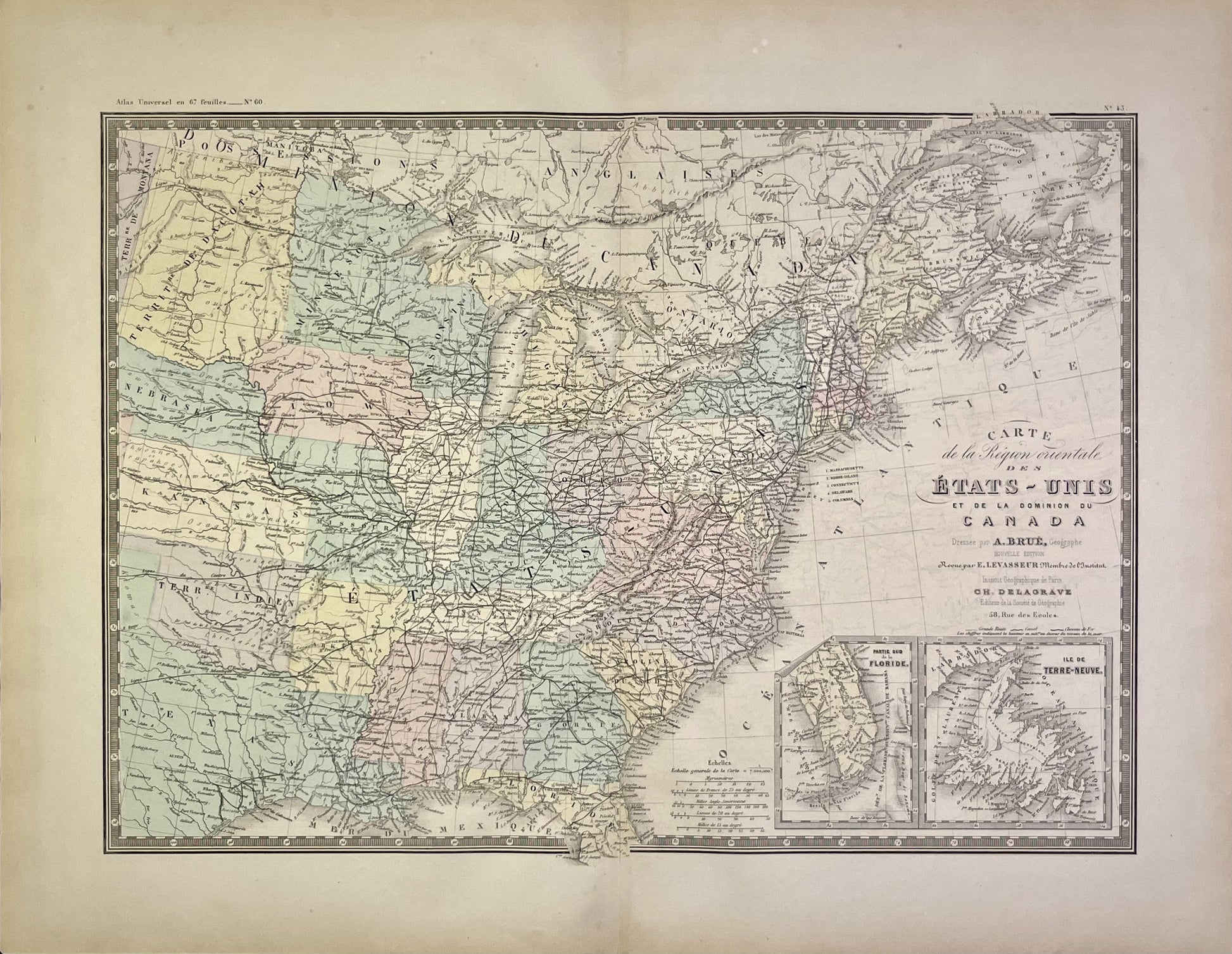 Achat carte ancienne Etats-Unis Cote Est