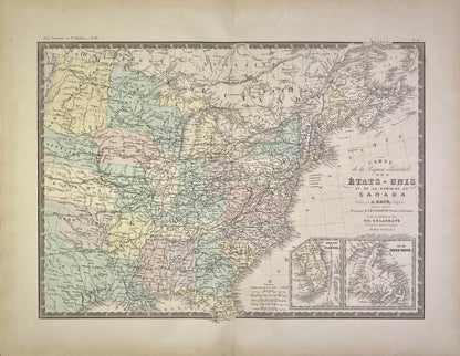 Achat carte ancienne Etats-Unis Cote Est