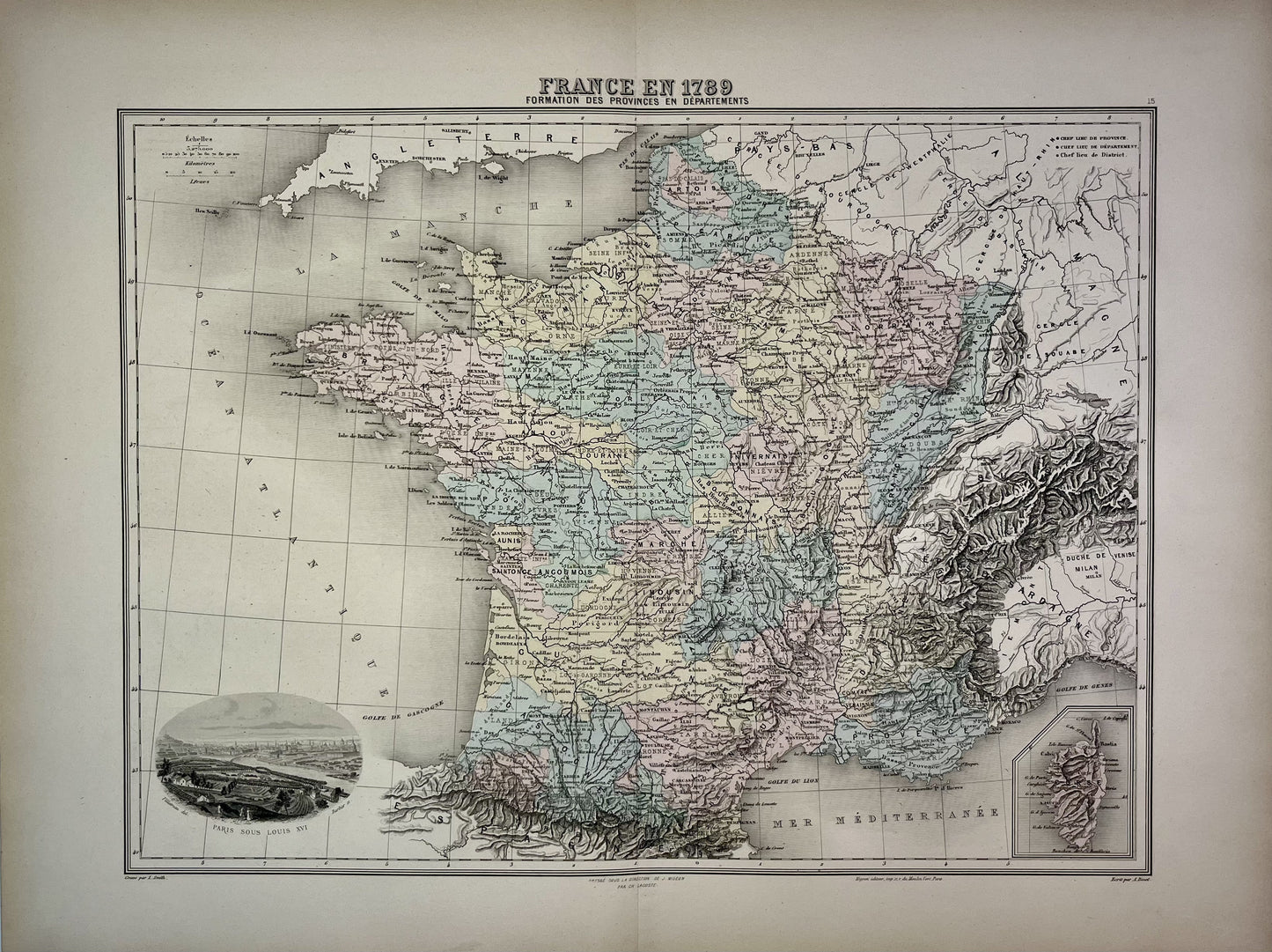 Achat carte ancienne France en 1789