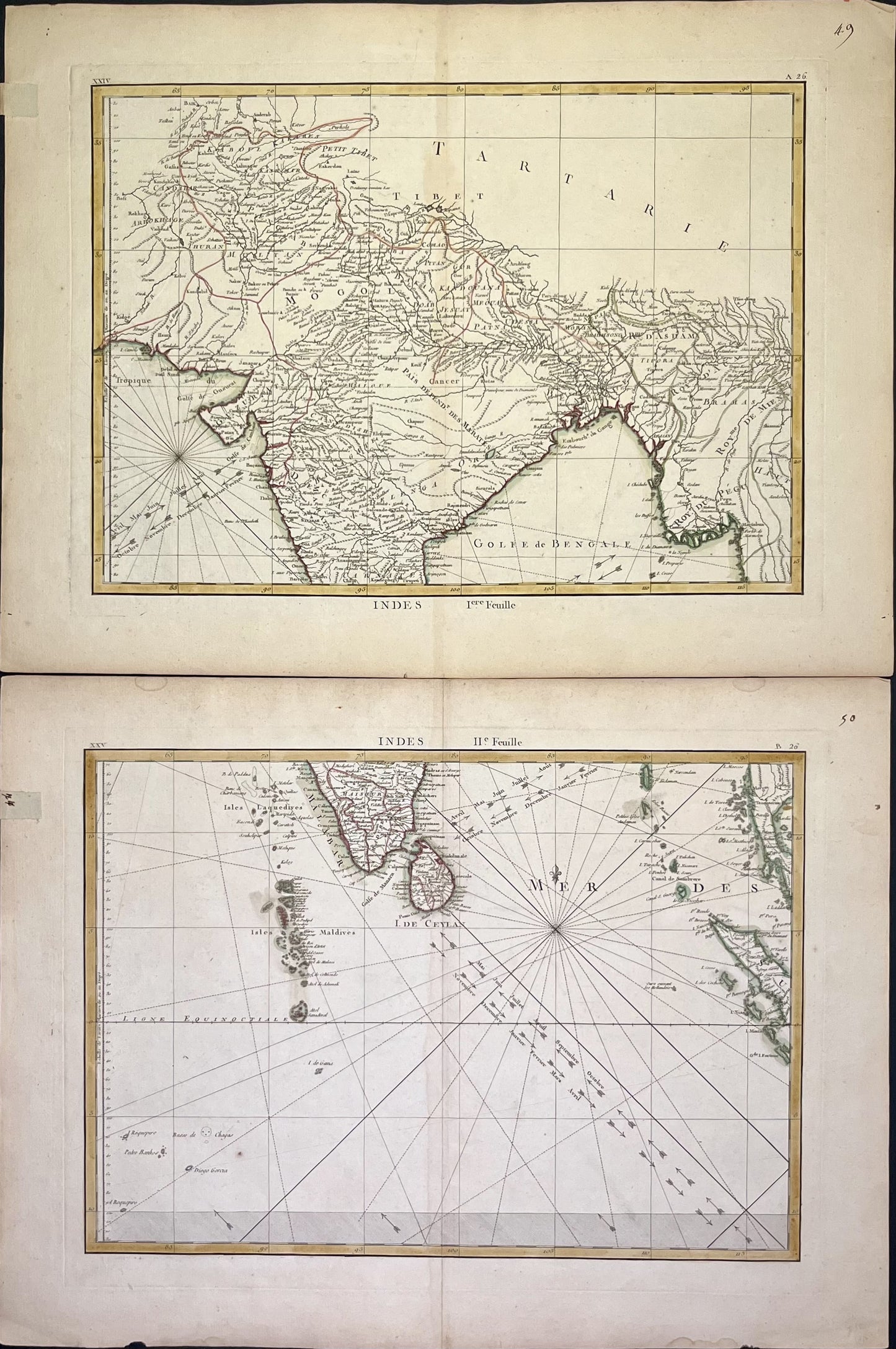 Achat carte ancienne Inde et Sri Lanka