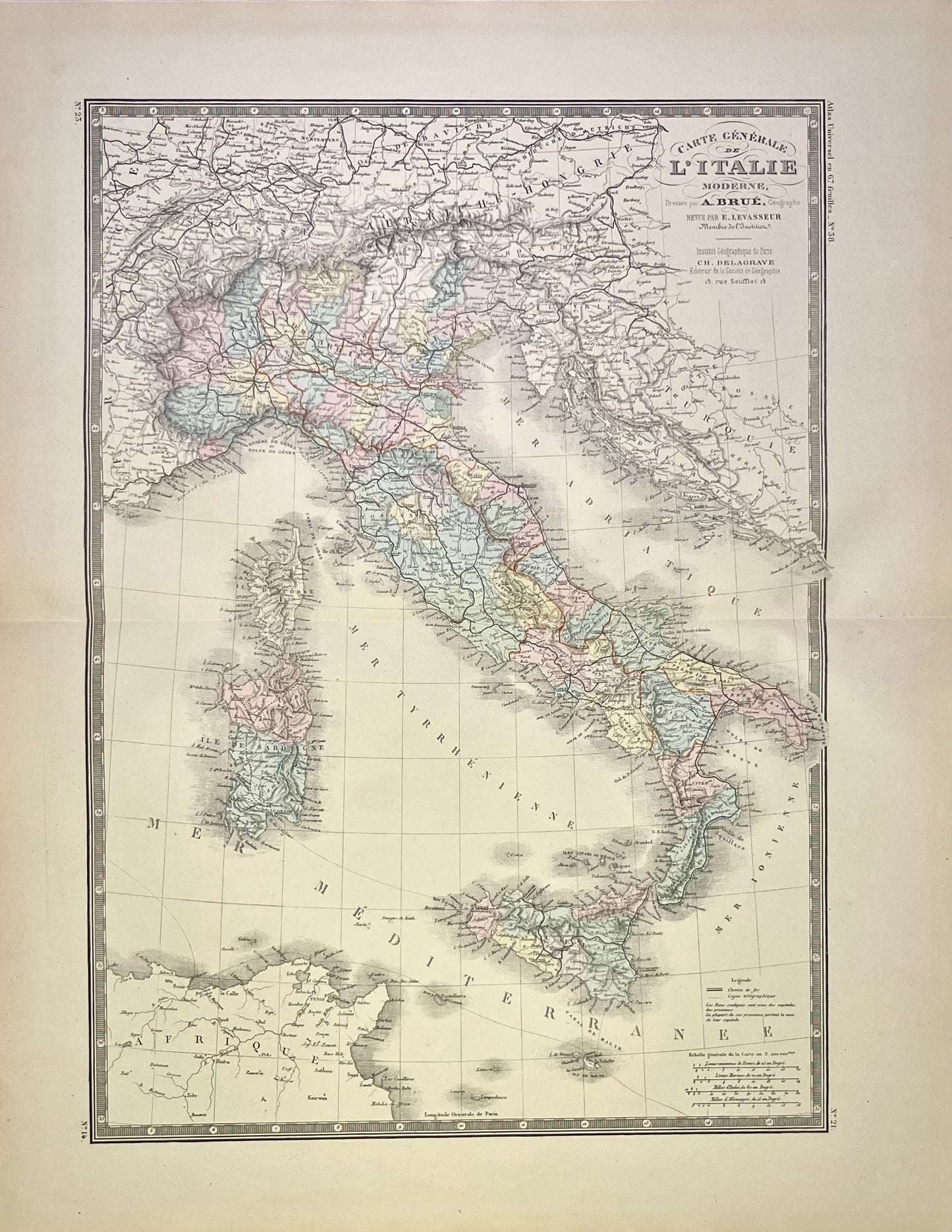 Achat carte ancienne Italie authentique