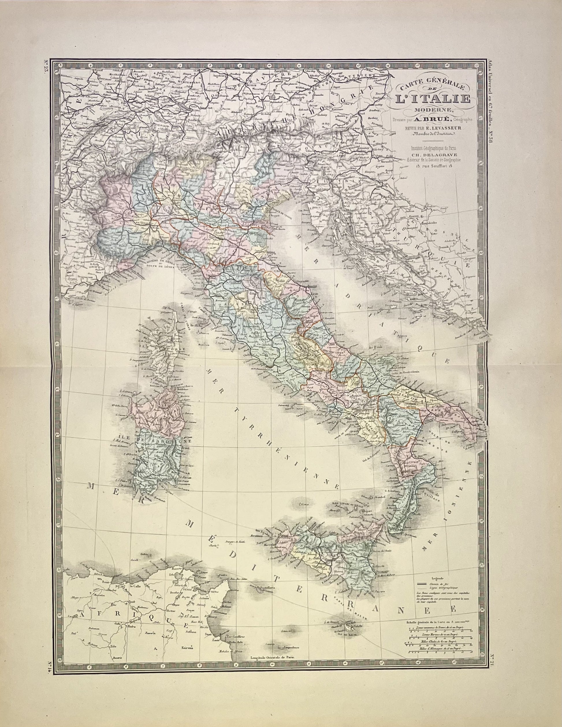 Achat carte ancienne Italie authentique