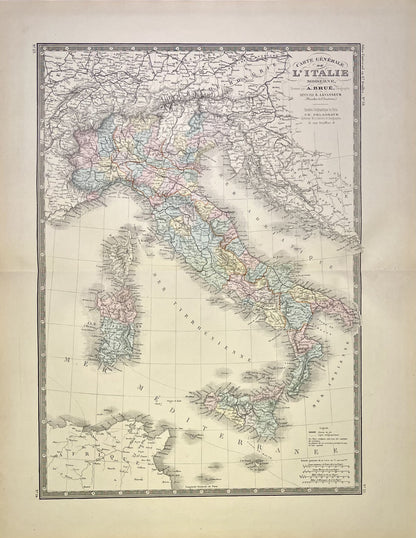 Achat carte ancienne Italie authentique