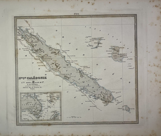 Mapas geográficas - NOUVELLE CALÉDONIE Carte géographique ancienne Mapas geográficas - NOUVELLE CALÉDONIE Carte géographique ancienne
