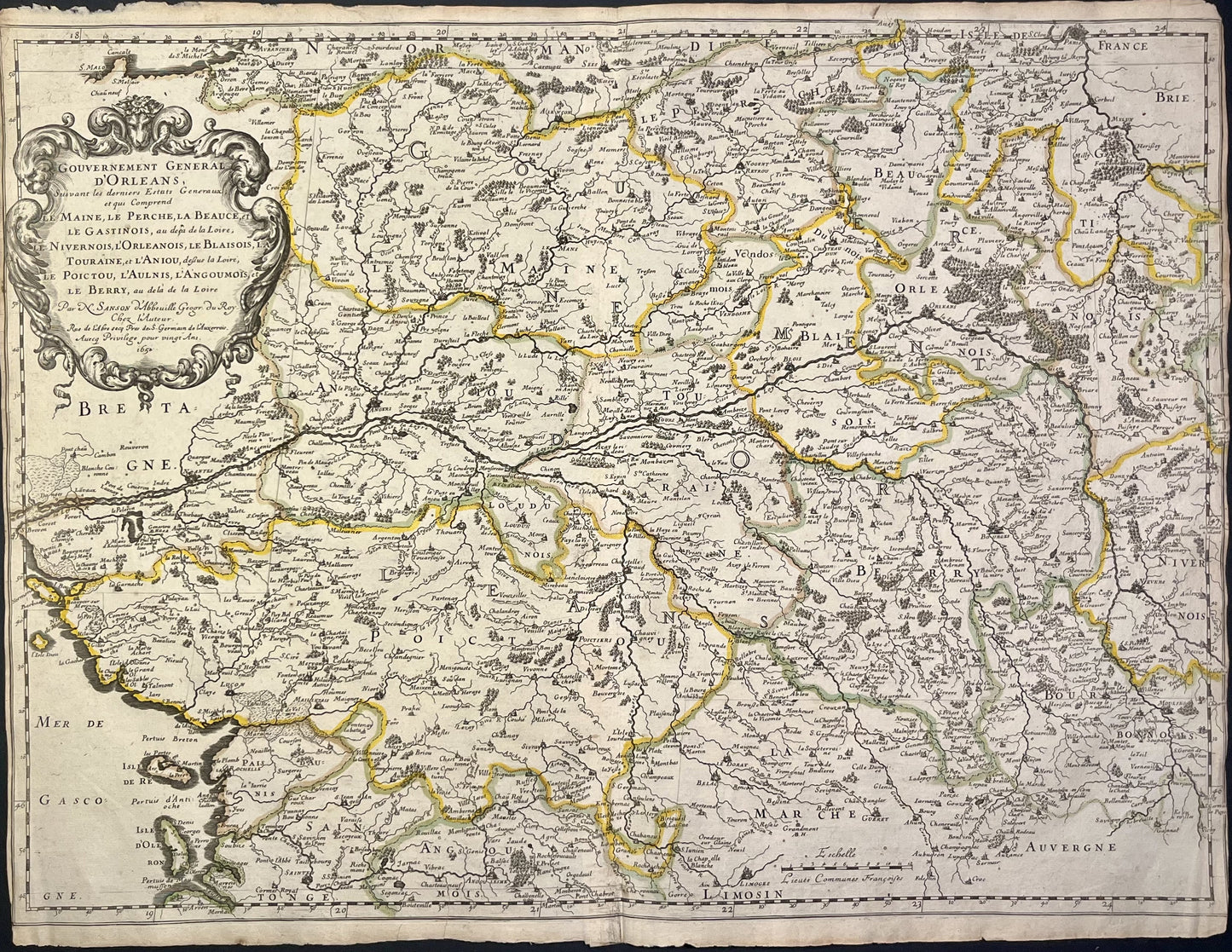 Achat carte ancienne Pays de la Loire par Sanson