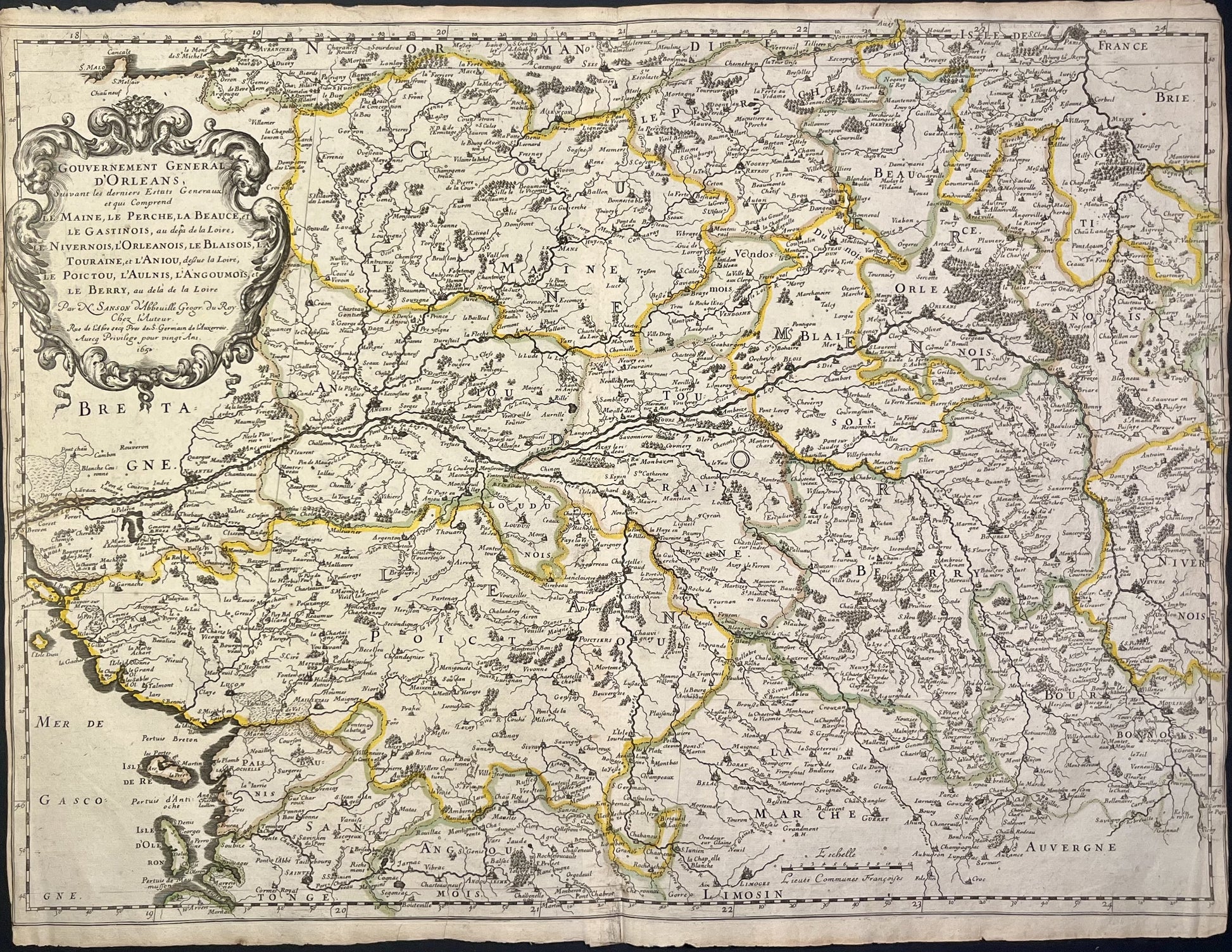 Achat carte ancienne Pays de la Loire par Sanson