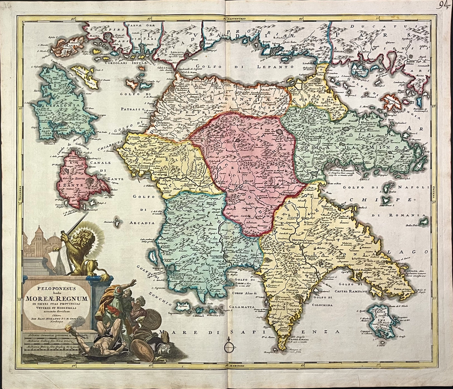 Achat carte ancienne Peloponnese