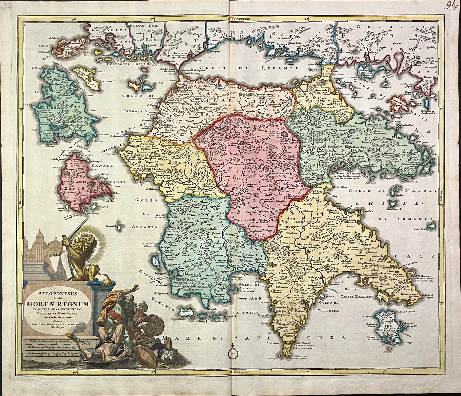 Achat carte ancienne Peloponnese