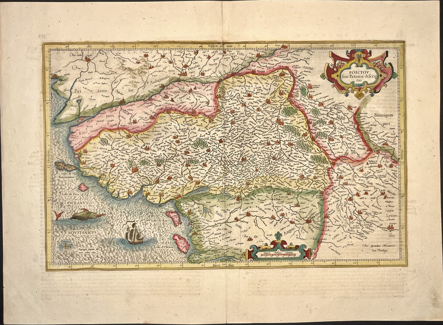 Achat carte ancienne Poitou par Gerard Mercator
