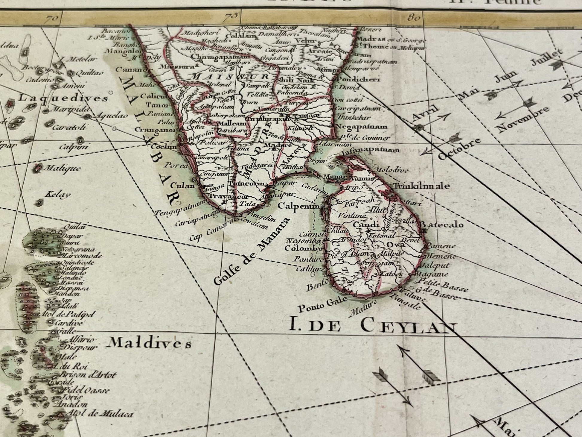 Achat carte ancienne Tamil Nadu Sri Lanka