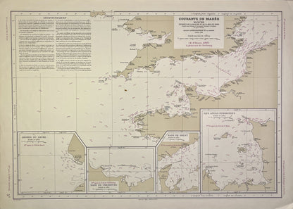 Achat carte ancienne courants de maree Manche