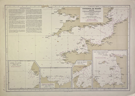 Achat carte ancienne courants de maree Manche