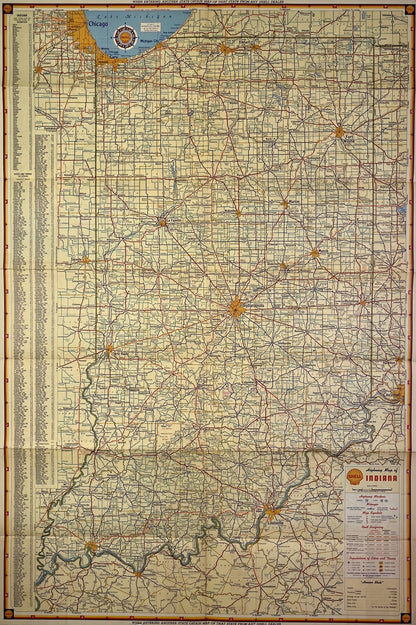 Achat carte ancienne de l'Indiana, USA