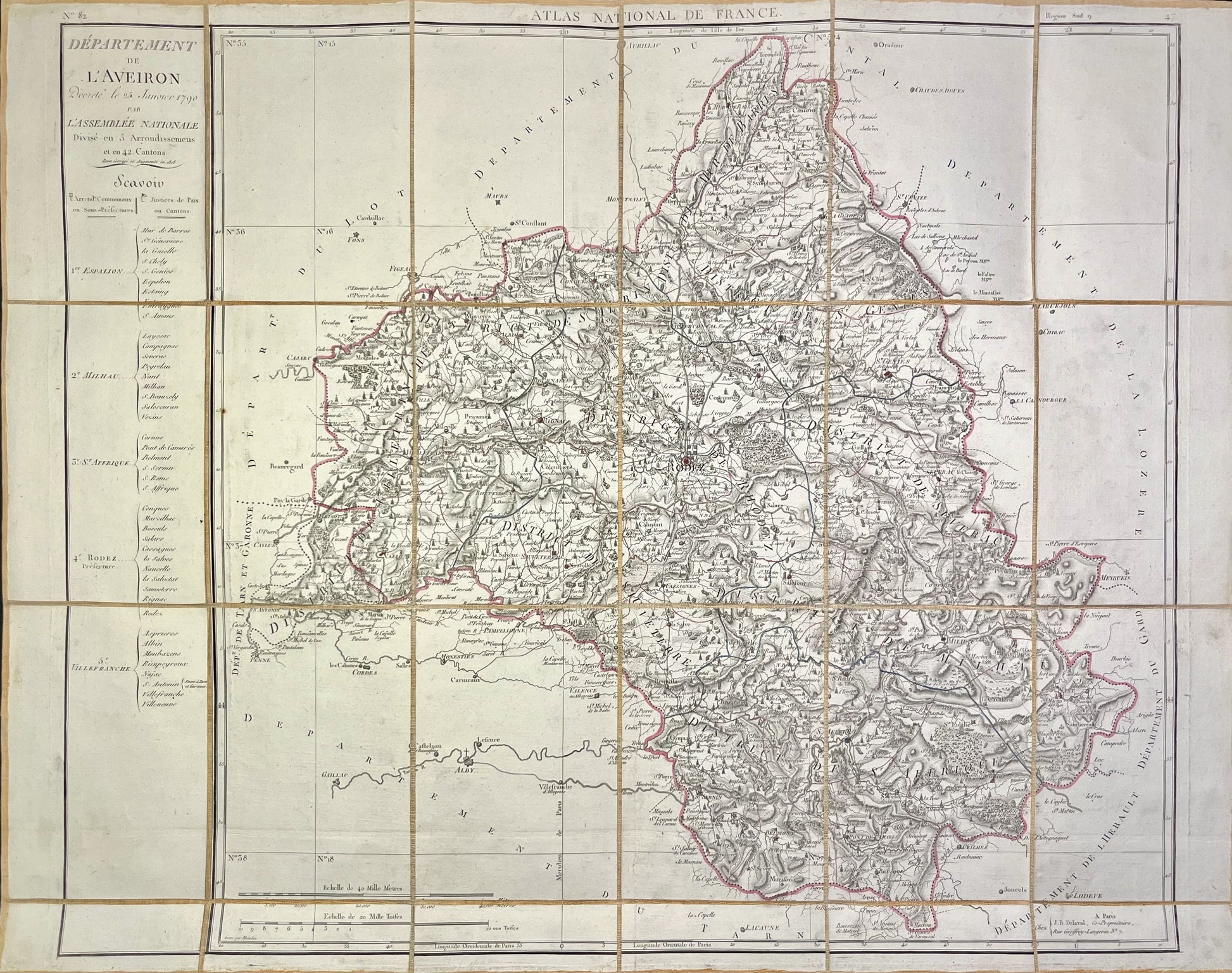 Achat carte ancienne departement Aveyron