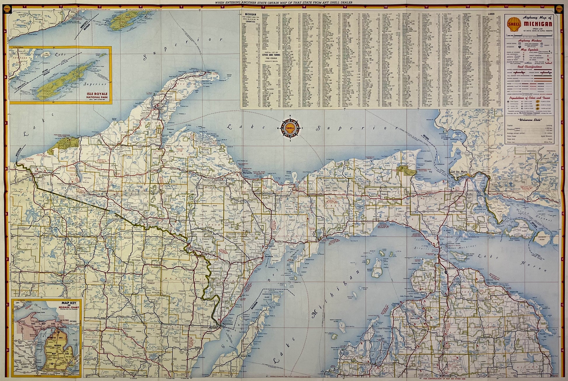 Achat carte ancienne du Michigan par Shell