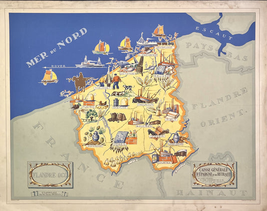 Achat carte ancienne illustree Province Flandre Occidentale