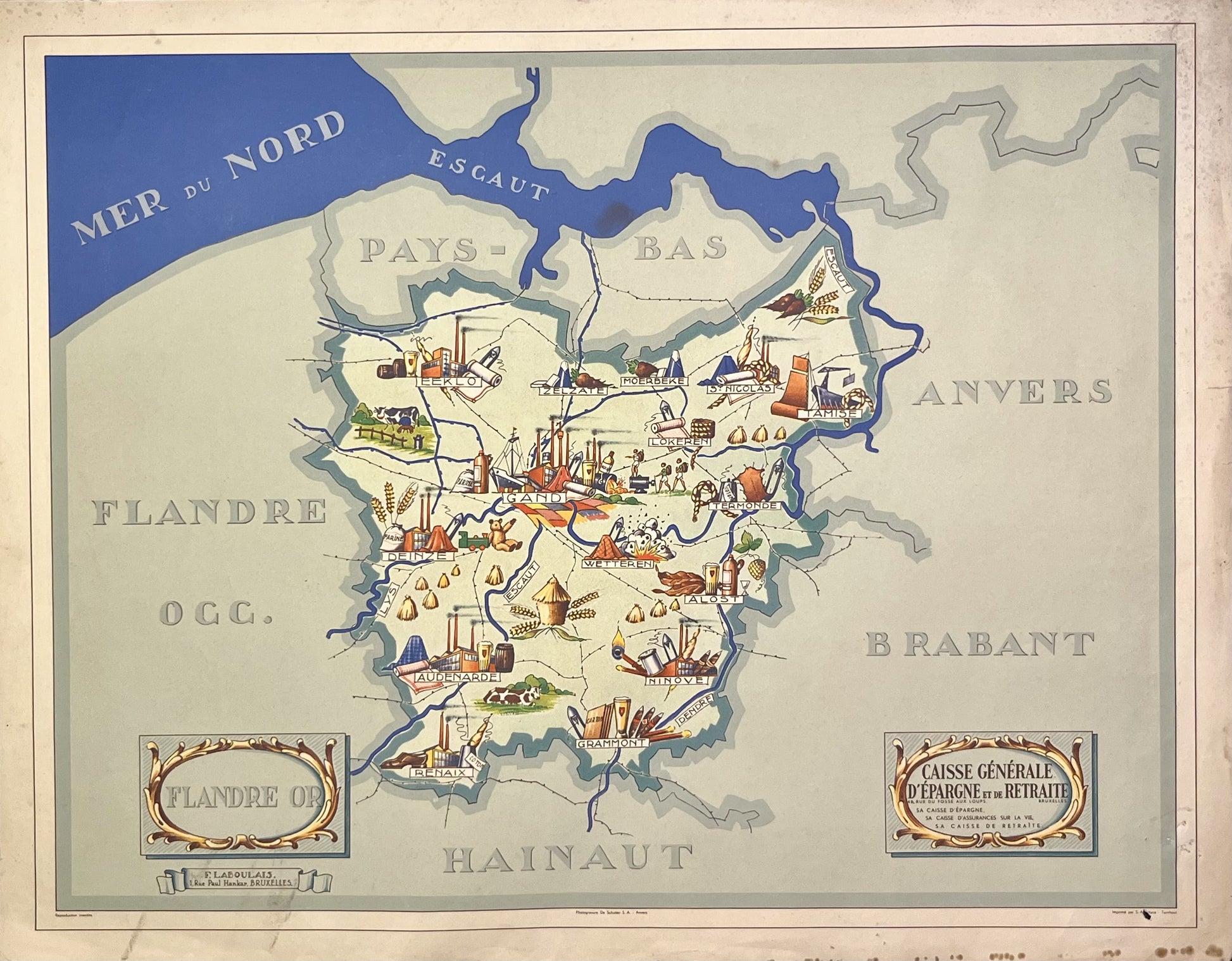 Achat carte ancienne illustree Province Flandre Orientale