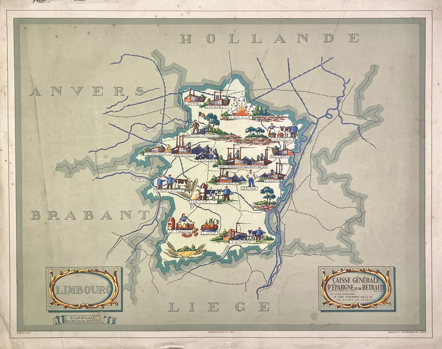 Achat carte ancienne illustree Province Limbourg