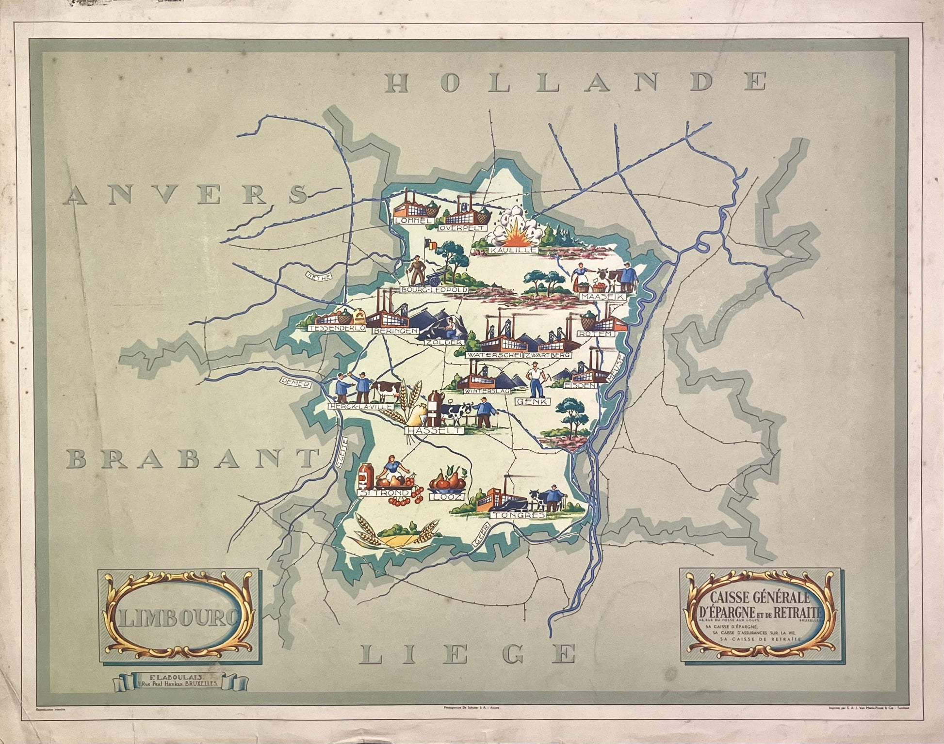 Achat carte ancienne illustree Province Limbourg