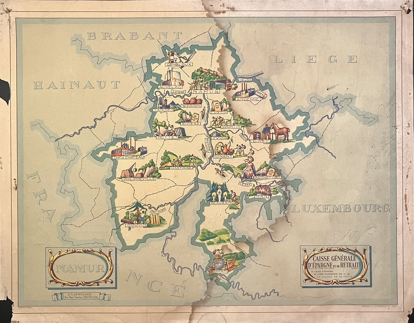 Achat carte ancienne illustree Province Namur