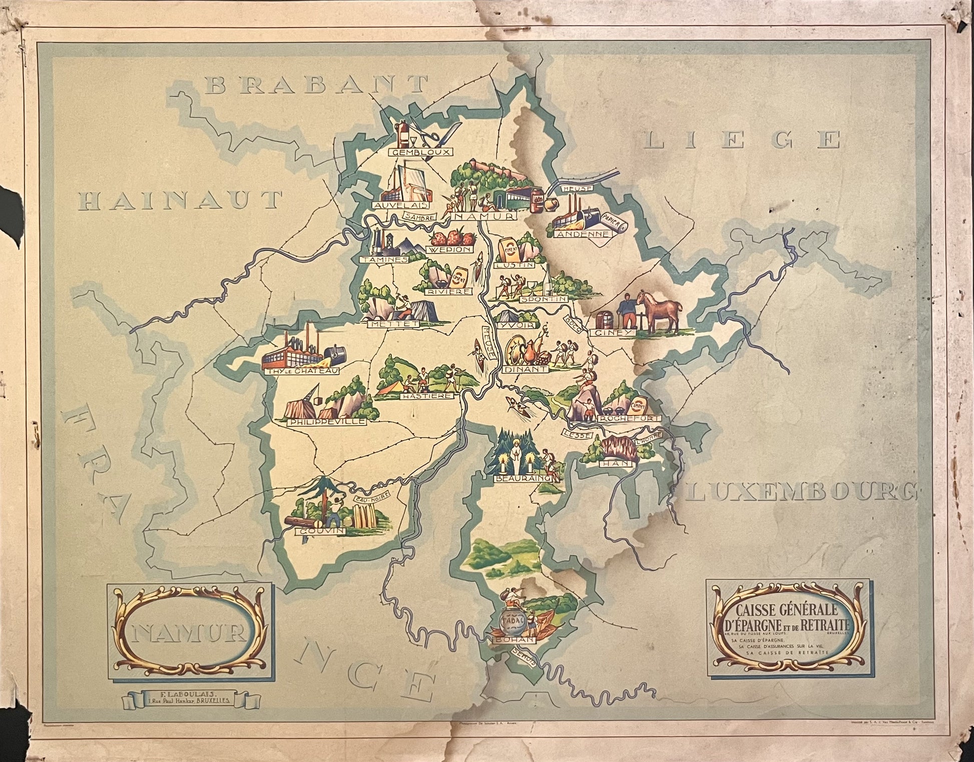 Achat carte ancienne illustree Province Namur