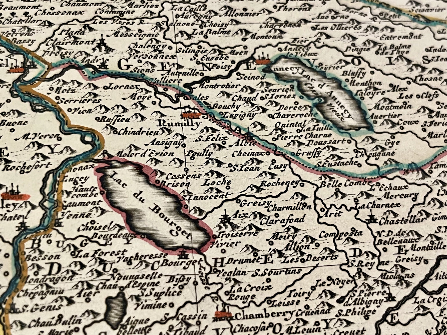 Achat carte ancienne lacs Annecy et Bourget