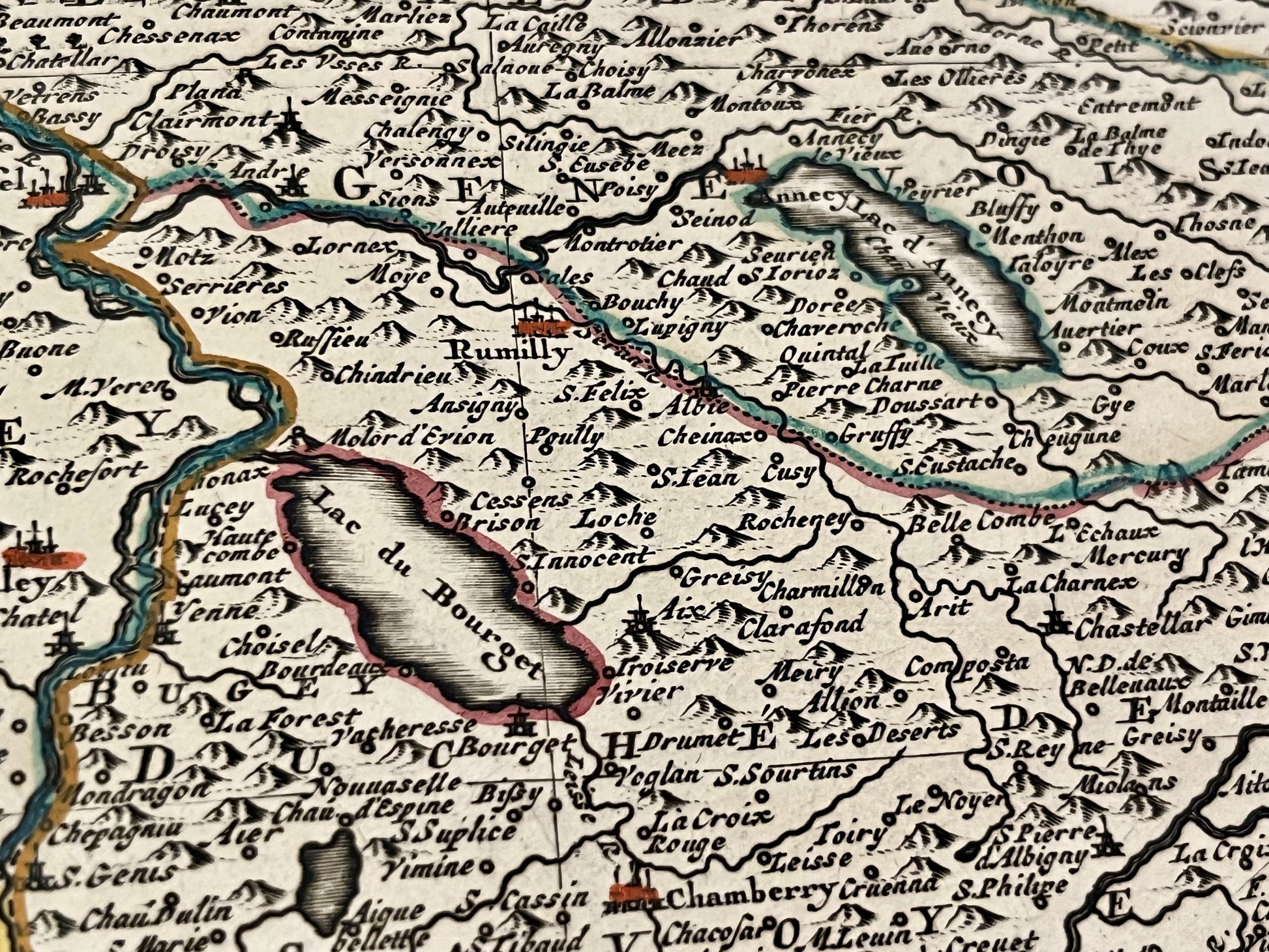 Achat carte ancienne lacs Annecy et Bourget