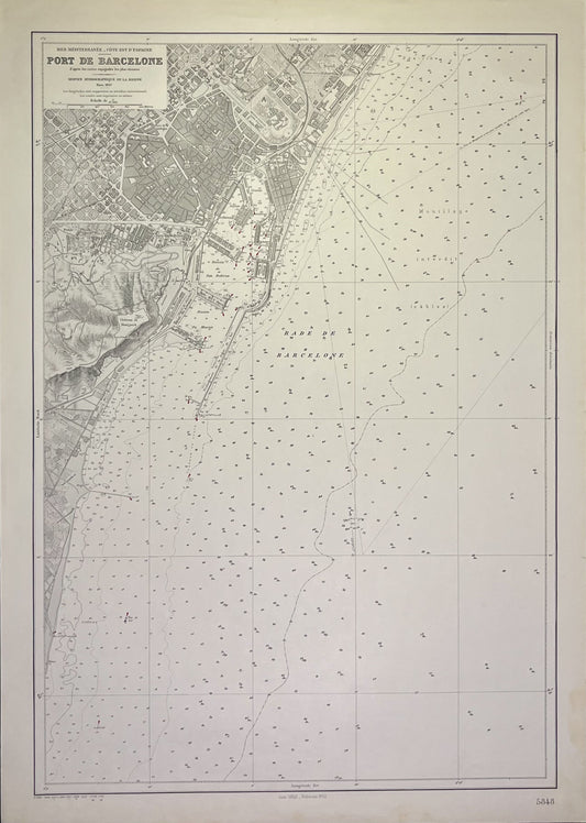 Achat carte ancienne port Barcelone
