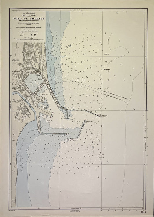 Achat carte ancienne port Valence Espagne