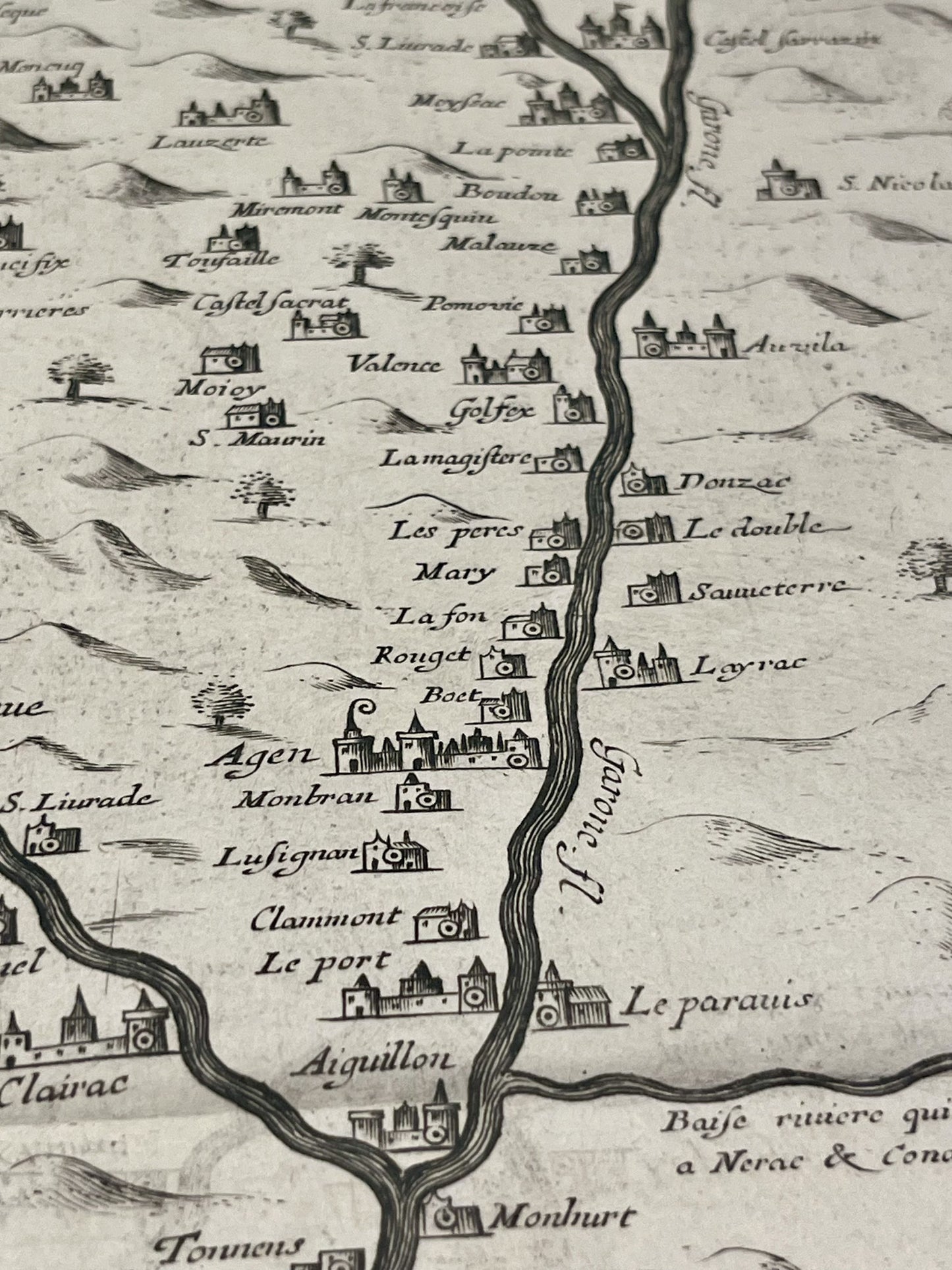 Achat carte ancienne riviere Garonne