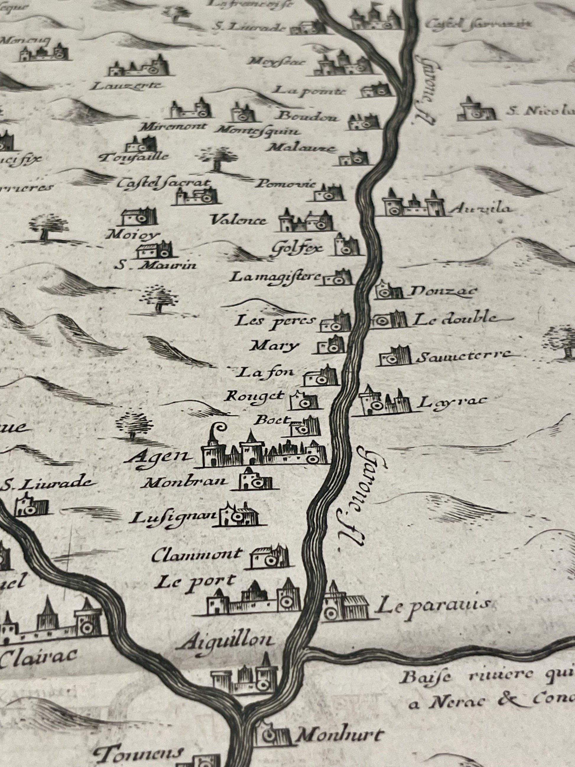 Achat carte ancienne riviere Garonne