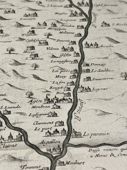 Achat carte ancienne riviere Garonne