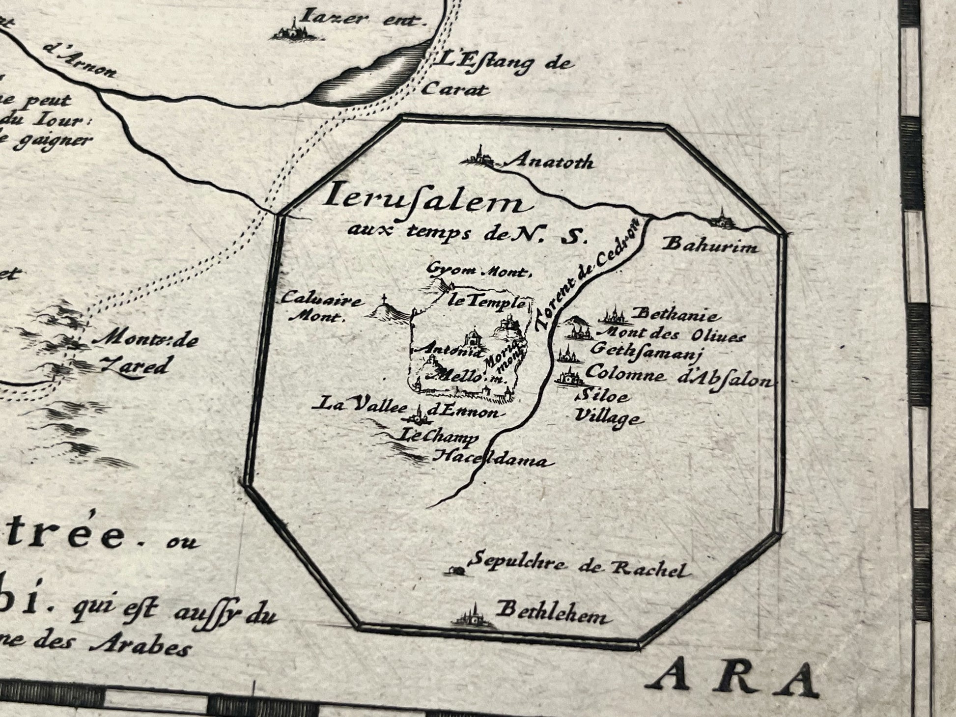 Achat carte avec plan ancien Jerusalem