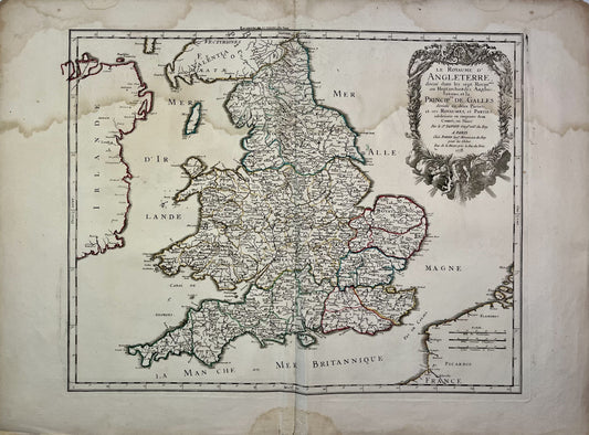 Achat carte geographique ancienne Angleterre