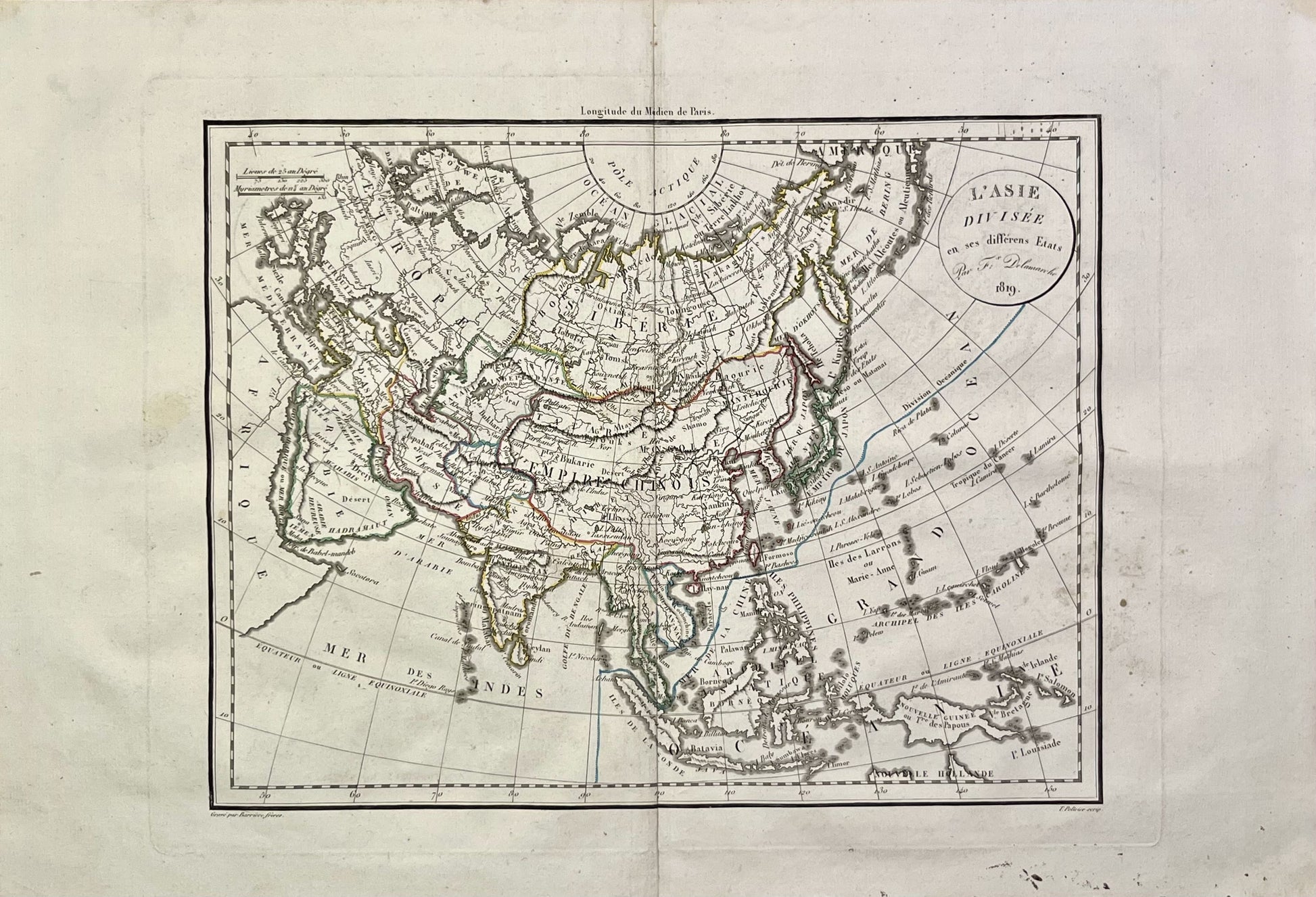 Achat carte geographique ancienne Asie Delamarche
