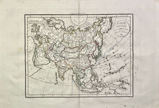 Achat carte geographique ancienne Asie Delamarche