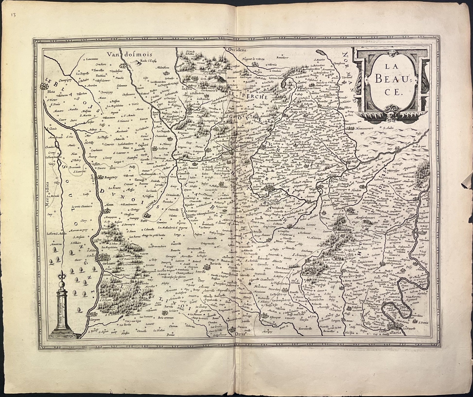 Achat carte geographique ancienne Beauce